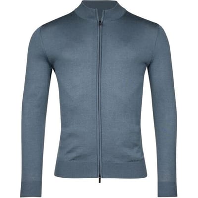 Thomas Maine Vest Merino Cardigan Zip Single Knit Storm Sky / male