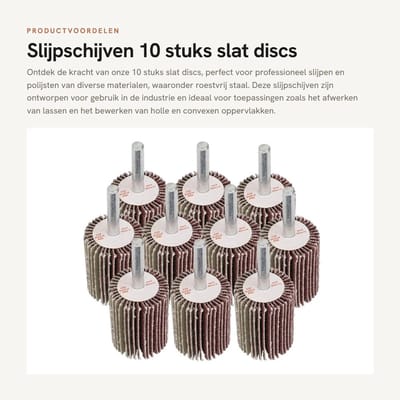 Dailygoods- Lamellenschijf 10 Stuks - Polijstpad - Schuurpapier - Ronde Slijpkop - 6mm Schacht - Hoogwaardige Materialen - Schuurpad