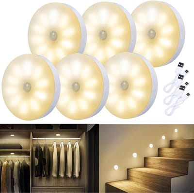 ZRSS® Wandverlichting met Bewegingsmelder - Draadloze Trapverlichting LED - Nachtlampje Oplaadbaar - 6 Stuks