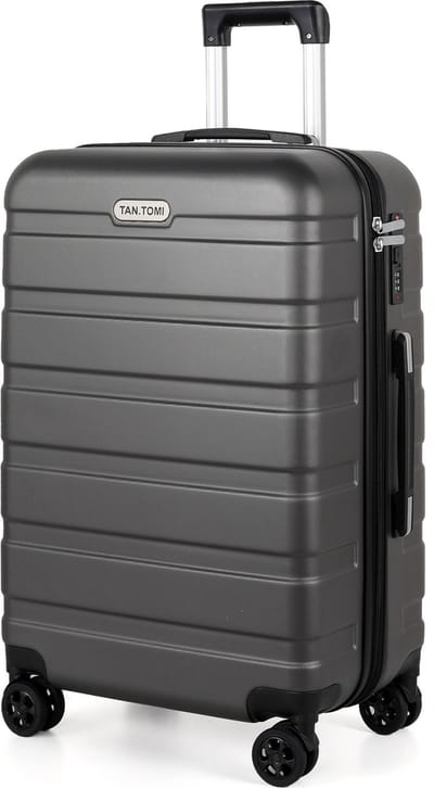 TAN.TOMI Koffer - 65L Reiskoffer met 4 wielen - Handbagage Ruimbagage - Cijferslot - Reiskoffer - Trolley Koffer met Wielen - Donkergrijs