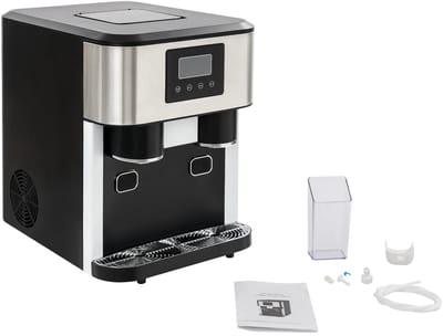 Emvae Ijsblokjesmachine - IJsmachine - Ijsmaker - Ijsblokjesmaker - 3-in-1 - Gemalen IJs en Koud Water - RVS/ABS - Zwart - 34x45,5x45,5 cm