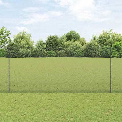 vidaXL - gelast - draadhek - met - palen - 10 - x - 1,4 - m - PVC-Coated - Staal - Grijs