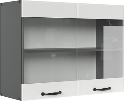 Vicco R-Line Glazen keukenkast – 80 cm Wit Landhuis