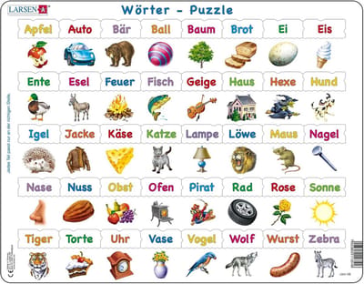Framepuzzel 40 stukjes: Leer eenvoudige Duitse woorden in kleine letters
