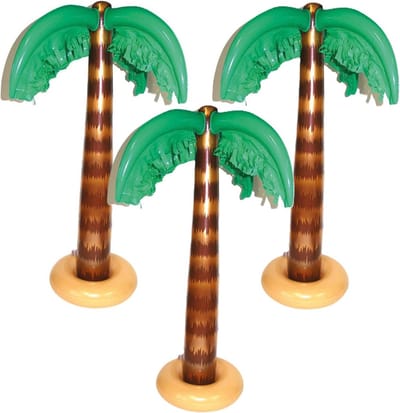 Funny Fashion Opblaasbare kleine palmboom - 3x stuks - 90 cm - Tropische Hawaii thema - decoraties/versieringen