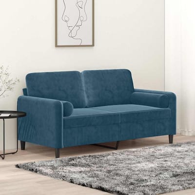 vidaXL - Tweezitsbank - met - sierkussens - 140 - cm - fluweel - blauw