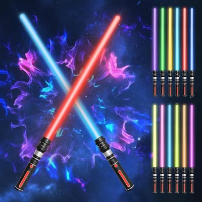Kleurige Lightsaber Set met 12 Kleuren, 2 Stuks Laser Zwaarden voor Kinderen en Volwassenen, Ideaal voor Cosplay, Feestjes en Cadeaus met Geluidseffecten