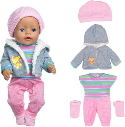Kleding voor poppen van 36-45 cm, inclusief jas, blouse, broek, hoed en sokken - Perfect cadeau voor jongens en meisjes