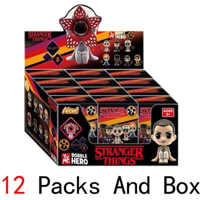 8 Stuks/Set Sleutelhanger Figuur Stijl Pop Eleven Monster Vleesetende Plant Strangered Things Doos Anime Figuren Collectie black
