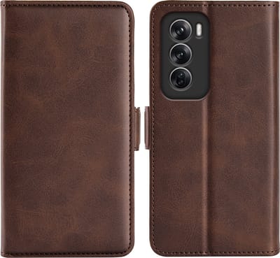 MobyDefend Hoesje - Geschikt voor Oppo Reno12 - Luxe Wallet Book Case (Sluiting Zijkant) - Bruin