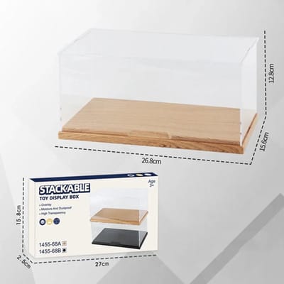 VAEM Display Vitrine Box -Showcase Box - 26,8cm x 15,6cm x 12,8cm kleur Hout Acrylic Stofvrije Displaybox