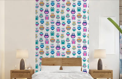 Behang - Fotobehang Regenboog - Uil - Cartoon - Breedte 150 cm x hoogte 240 cm
