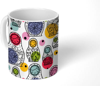 Mok - Koffiemok - Matroesjka - Patronen - Baby - Mokken - 350 ML - Beker - Koffiemokken - Theemok
