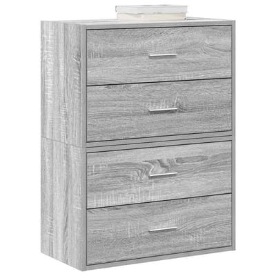 vidaXL - Kasten - met - 4 - lades - 2 - st - 60x31x40 - cm - bewerkt - hout - grijs - sonoma