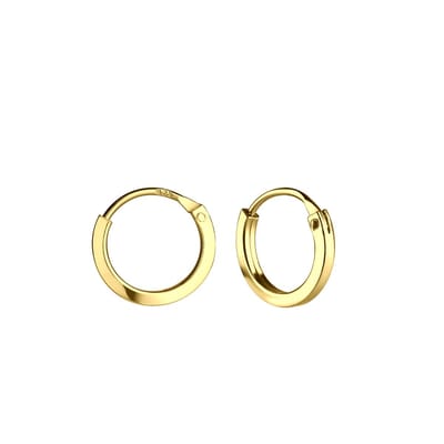 Joy|S - Zilveren oorringen 10 mm/ 1.2 mm - gold plated - goudkleur