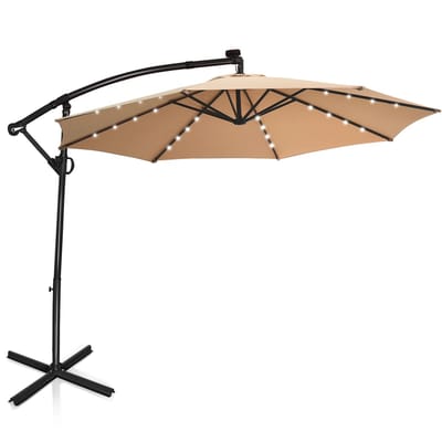 Coast Vrijstaande Parasol met LED-verlichting - 300 cm - Afstandsbediening op zonne-energie - Grijs