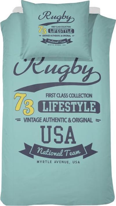 Damai Rugby Dekbedovertrek - Katoen - Eenpersoons - 140x200/220 cm - Aqua