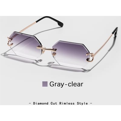 Ruiao nieuwe randloze luxe zonnebril diamantgeslepen zonnebrillen voor man en vrouw designer merk bril UV400 randloze bril gray