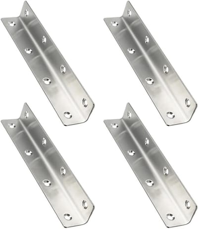 Stevige L-vormige hoekbeugels van roestvrij staal - 4 stuks voor meubels, tafels en planken - 27x175mm