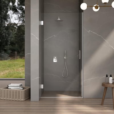 FugaFlow Eccelente Vetro Douchedeur - 60x200cm - scharnieren - deurgreep - vlak - helder veiligheidsglas - Chroom