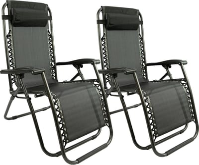 MaxxGarden Opvouwbare Tuinstoel - 2 Stuks - Ligstoel Tuin - Relaxstoel Verstelbaar - Inklapbaar - Zero Gravity - Zwart
