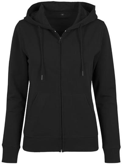 Build Your Brand - Terry Dames Hoodie met Rits - Black maat S