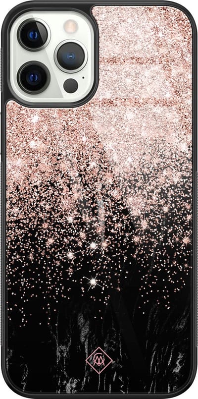 Casimoda® hoesje - Geschikt voor iPhone 12 Pro - Marmer Twist - Luxe Hard Case Zwart - Backcover telefoonhoesje - Zwart