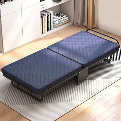 Opklapbed met Matras - Gastenbed Rolbed - Ruimte Besparen - 6 Posities Verstelbaar - 65 cm - Blauw