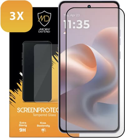 3-Pack MobyDefend Screenprotectors - Geschikt voor Motorola Moto G86 Power - Screensavers Met Zwarte Randen - Gehard Glas