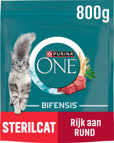 PURINA ONE Sterilcat - Kattenbrokjes - Rund & Tarwe - 4 x 800 g