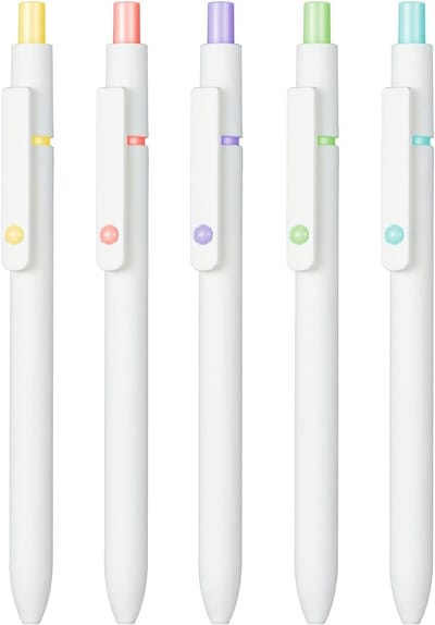 Famanu 5 STKS Gel Pennen Sneldrogende Inkt Pennen Zwarte Inkt 0.5mm Fijne Point Premium Intrekbare Balpennen Uni Stijl