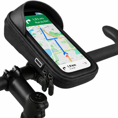 Telefoonhouder voor fiets, motor, step, scooter, kinderwagen – Waterdichte tas, 360° draaibaar, voor stuur, smartphone 5,5 tot 8 inch Phonillico®