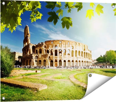 Gards Tuinposter Colosseum in Rome, Itali� - 80x60 cm - Tuindoek - Tuindecoratie - Wanddecoratie buiten - Tuinschilderij