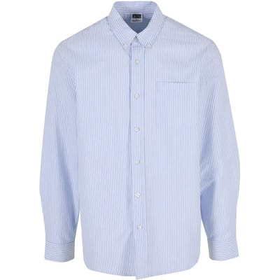 Urban Classics - Striped Button Up Oxford Overhemd - S - Blauw/Wit