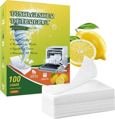 Vaatwasser reiniger tabletten, 100 stuks, krachtige ontvetting met frisse citroengeur