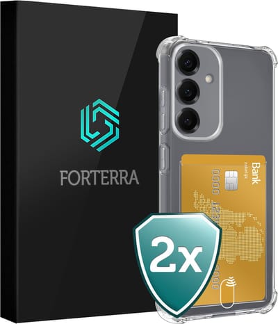 Hoesje 2 Stuks - Geschikt voor Samsung Galaxy S25 FE - Met Pashouder en Kaarthouder - Telefoon Hoes Shockproof - Back Cover - Siliconen Case - Shock Proof - Pasjes Houder - Transparant