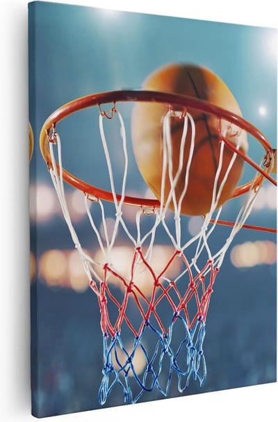 Artaza Canvas Schilderij Basketbalring - 40x50 cm - Muurdecoratie Sport - Wanddecoratie Woonkamer - Kamer Accessoires