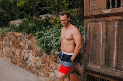 Zwemshort voor Heren met Patroonstrepen Rood