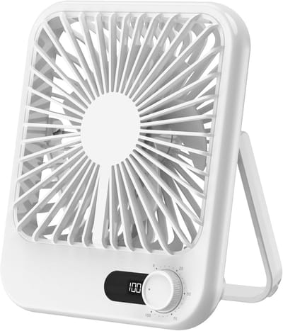Ventilator - Tafelventilator - Handventilator - Mini ventilator - USB-bureauventilator - 2000 mAh oplaadbaar - ultrastil - 1-100 snelheden - draagbare koelventilator met LED-display - 180° verstelbaar - Voor thuis - kantoor - slaapkamer - Wit