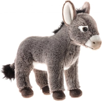 Heunec Pluche ezel knuffel - grijs - 25 cm - knuffeltje/knuffeldieren