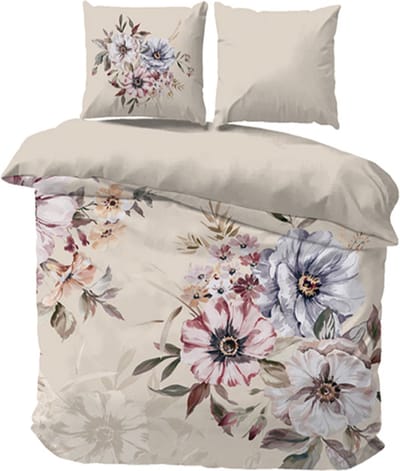 iSleep Dekbedovertrek Anna - Litsjumeaux - 240x200/220 cm - Licht Beige
