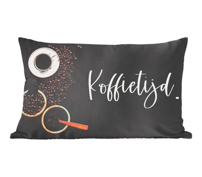Sierkussens - Kussentjes Woonkamer - 60x40 cm - Koffietijd - Spreuken - Quotes - Koffie - Keuken