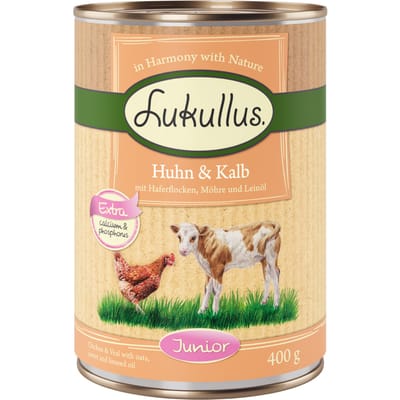 24x400g Junior Kip & Kalf Lukullus Hondenvoer