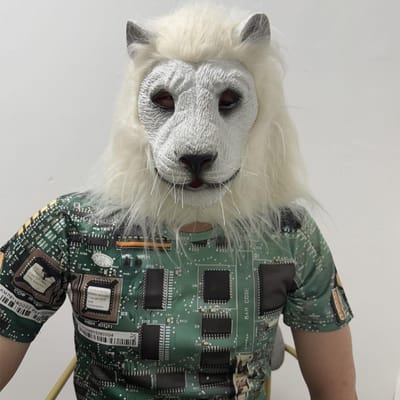 Witte leeuw latex hoofddeksel, Halloween dierenmasker One size wit