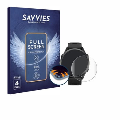 Savvies - Screenprotector voor Garmin Forerunner 970 - Folie Beschermfolie transparant volledig dekking 4 Stuks
