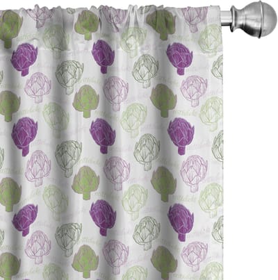 ABAKUHAUS Artisjok – Gordijnen – 2x75x175 cm – Microvezel – Lindegroen/Violet