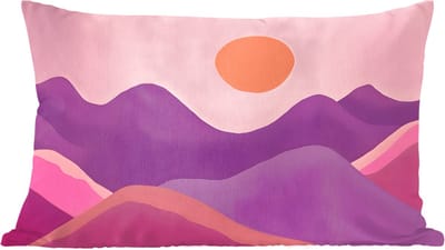 Sierkussens - Kussentjes Woonkamer - 60x40 cm - Zon - Heuvels - Paars - Abstract