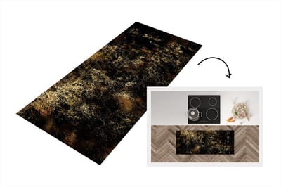 Keukenloper - Loper keuken - Zwart - Gold - Vintage - 120x50 cm - Keukenloper vinyl