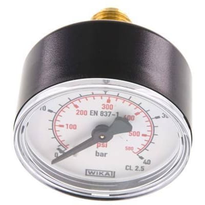 0..40 Bar Manometer Achteraansluiting Kunststof/Messing 50 mm Klasse 2.5