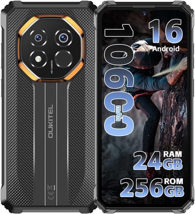 OUKITEL G7 Rugged Smartphone 2026 nieuw - 24GB RAM - 256GB ROM - 6,52 inch - 10600 mAh - Android 16 - IP68/IP69K Outdoor telefoon - Gemini Ai - 64MP Camera - NFC GPS - Zwart